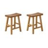 Oikiture 2x Wooden Stool Elm Wood Kitchen Dining Stool Café Seat Natural Timber