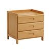 Lauft Natural Bamboo Wood 3 Drawer Bedside Table, Cabinet End Table Nightstand