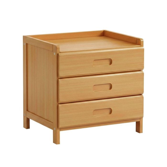 Lauft Natural Bamboo Wood 3 Drawer Bedside Table, Cabinet End Table Nightstand