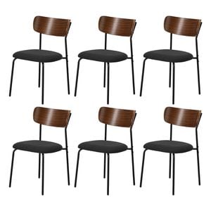 Oikiture 6pcs Dining Chairs Kitchen Chair Padded Lounge Seat Corduroy Black