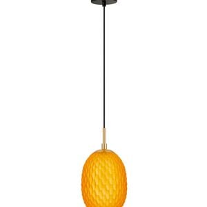 CLA Lighting Kathal Interior Ellipse Glass Segmented with Brass Highlight Enclosed Pendant Light Orange