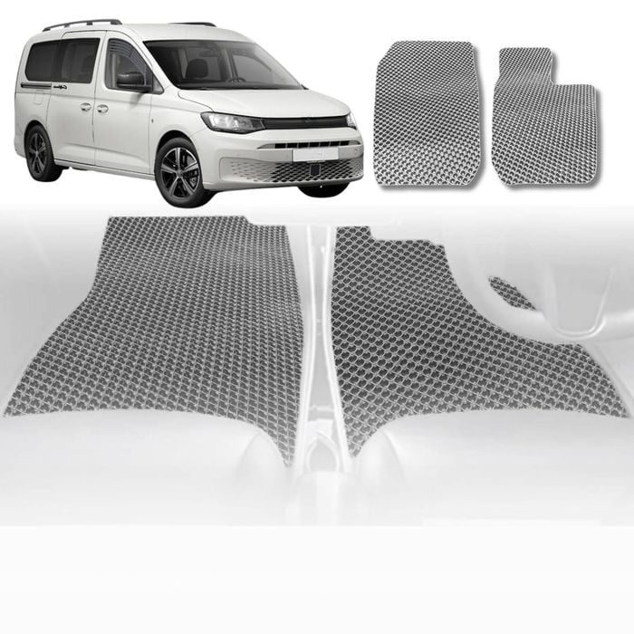 6D Diamond Car Floor Mats for VolksWagen Caddy 2005-2021-Front Set-Grey-Outback GT