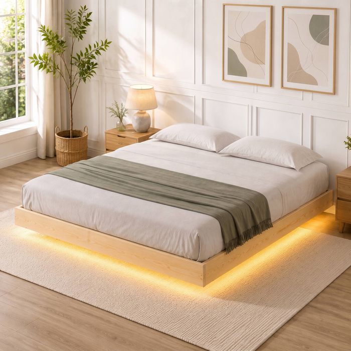 Artiss Queen Floating Bed Frame LED Beds Base