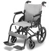 Equipmed Folding Transit Wheelchair Lightweight Aluminium for Easy Transport, Grey