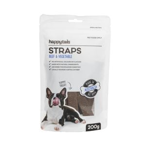 Happy Tails 200g Beef And Vegetable Straps Dog Treats