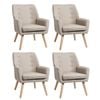 Oikiture 4x Armchair Lounge Chair Linen Accent Armchairs Tub Chairs Sofa Beige