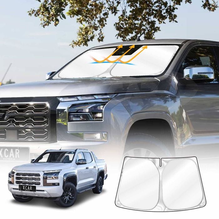 WindScreen Sun Shade for Mitsubishi Triton MV Double Cab 2024-Onwards Blocks UV Rays Foldable