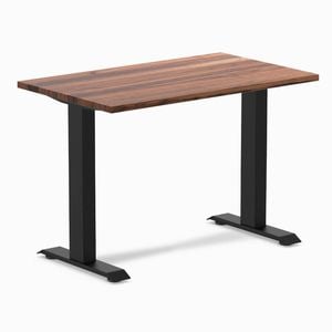 Desky Fixed Height Mini Walnut Hardwood Desk 1000 x 600mm Matte Black Frame