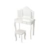 Costway Kids Dressing Table Stool Set w/Folding Mirror White