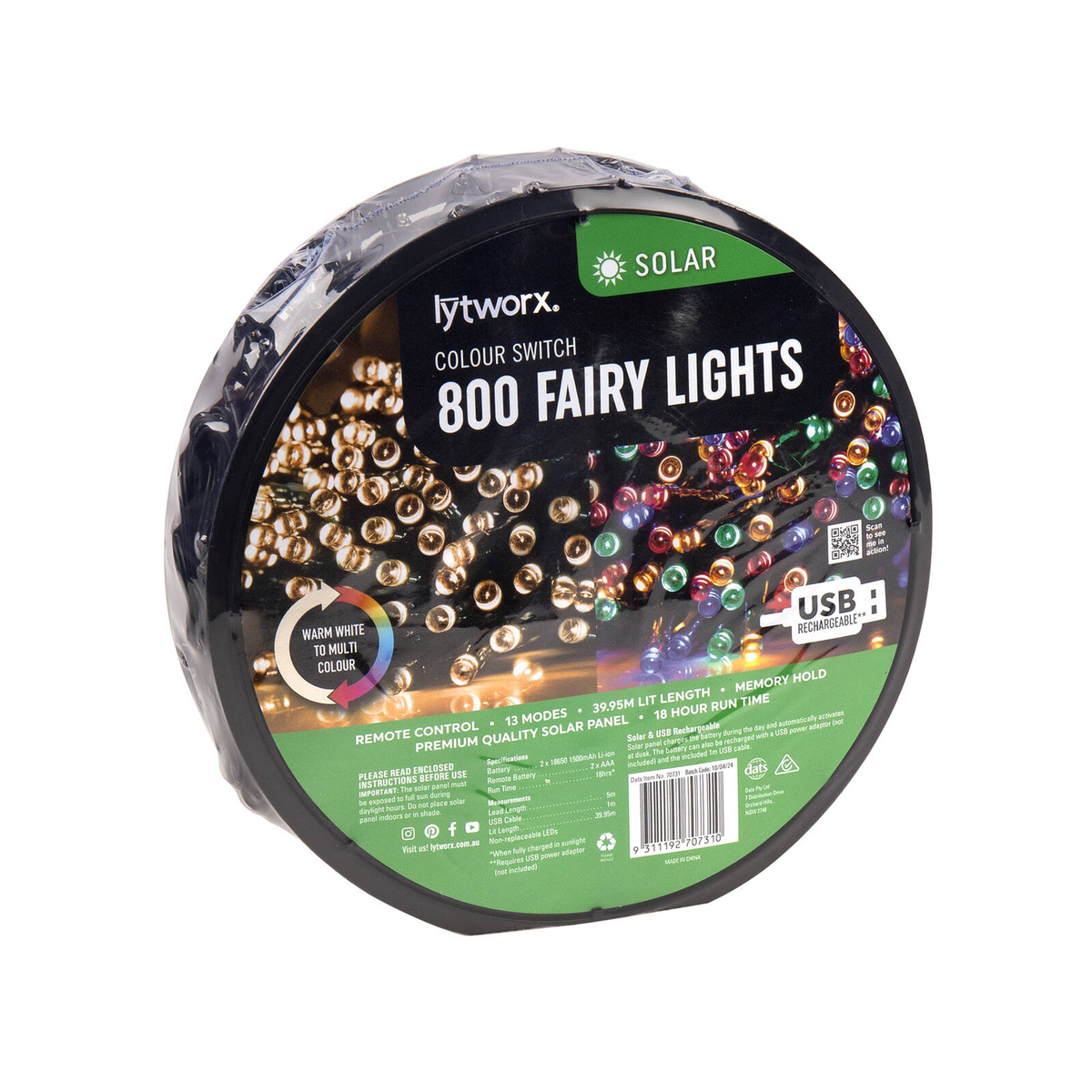 Lytworx Solar Colour Switch Fairy Lights - 800 Pack - Bunnings Australia