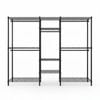 Adjustable Heavy Duty Garment Rack for Clothes and Shoe Storage - Black