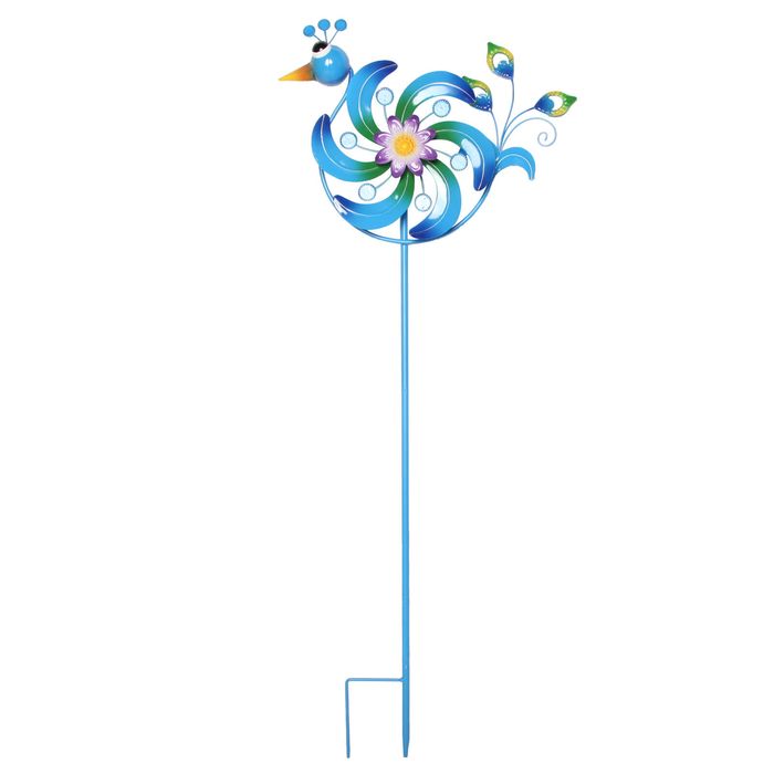 915mm Blue Peacock Windmill Garden Stake Decoration
