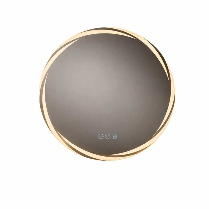 P&P 80cm Silver Round LED Bathroom Mirror With Anti-Fog Backlit Design