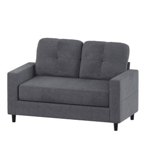 Advwin 2-Seater Sofa 132cm Love Seat Linen Fabric Small Loveseat Sofa Couch Grey