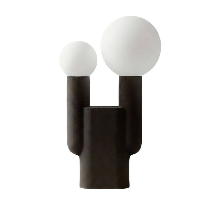 Nordhavn 240v Black Modern Cactus Resin Table Lamp, 2-light Bedside Desk Light