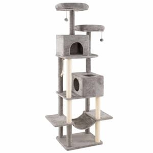 Costway 2m Cat Tree W/2 Condos 2 Soft Plush Perches & Hammock