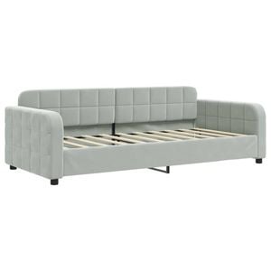 vidaXL Day Bed Single Size 2-in-1 Single Sleeper Sofa Couch Light Grey Velvet