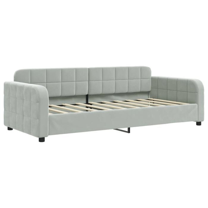 vidaXL Day Bed Single Size 2-in-1 Single Sleeper Sofa Couch Light Grey Velvet