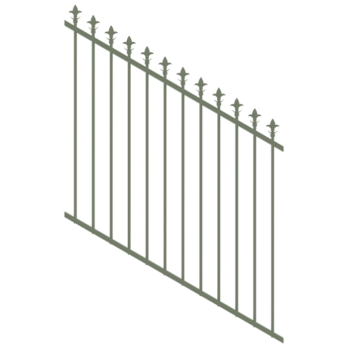 ProtectorAl 0350-1200W x 1200H Pale Eucalypt Spear Top Pool Fence Panel Raked 16-30º
