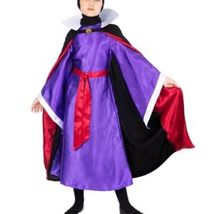 Disney Evil Queen Halloween Costume for Kids – Snow White Wicked Queen Dress Up Outfit Purple Colour, 9-10-YRS