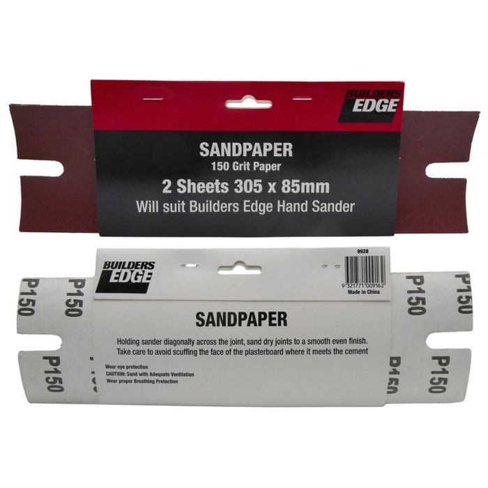 Builders Edge 150g Plaster Acc Sandpaper - 2 Pack