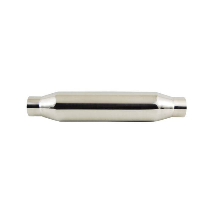 Outlaw Polished T-304 Stainless Steel Resonator, 2-1/4" Inlet/Outlet, 3-1/2" x 18" Overall
