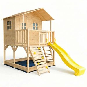Hide & Seek Kids Marlie Cubby House - 2.2m Yellow Slide