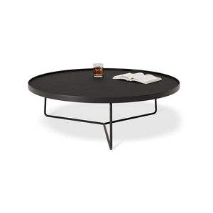 Alora Round Coffee Table - Large - Black American Ash Tabletop - Black Legs