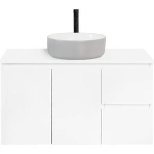 CIBO 900mm White Nordic Wall Hung Bathroom Vanity With Light Grey / White Countertop Basin