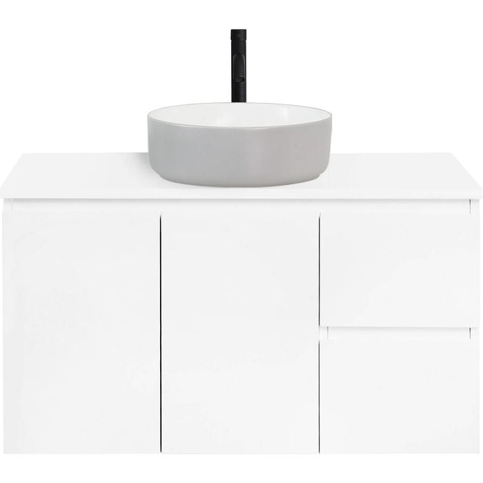 CIBO 900mm White Nordic Wall Hung Bathroom Vanity With Light Grey ...