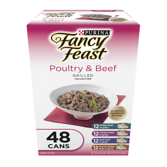 Fancy Feast 85g Poultry & Beef Grilled Collection Cat Wet Food - 48 Pack