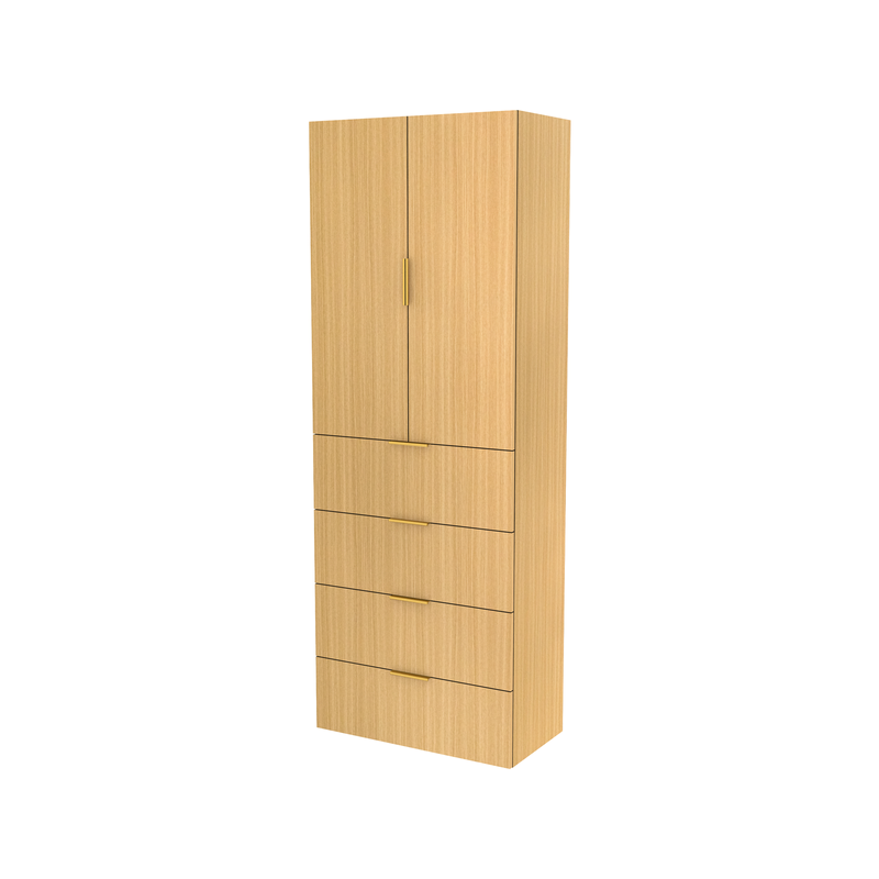 Lugna 2048 x 750 x 380mm Sand 3 Shelf 4 Drawers Double Door Storage Cabinet