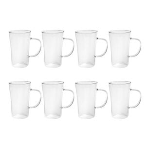 2x 4pc Coffee Culture Luca 330ml Glass Single Wall Hot/Cold Drink Mug Set Clear