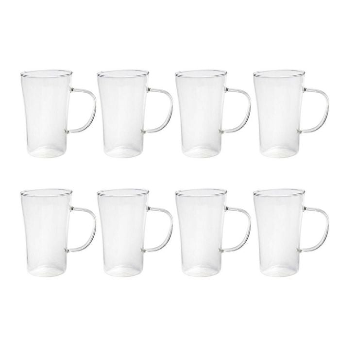 2x 4pc Coffee Culture Luca 330ml Glass Single Wall Hot/Cold Drink Mug Set Clear
