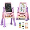 Costway Kids Art Easel Standing Drawing Board Double Sided Chalkboard-Pink