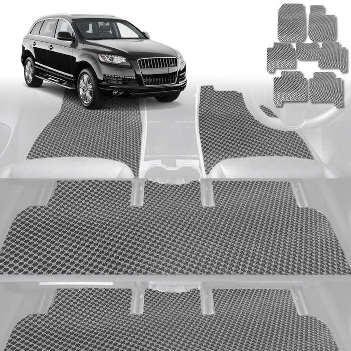 6D Diamond Car Floor Mats for Audi Q7 SQ7 2015-Current-Ultimate Set-Grey-Outback GT