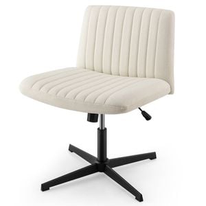 Costway Reclining Leisure Chair Swivel Desk Chair Computer Lounge Chair Beige
