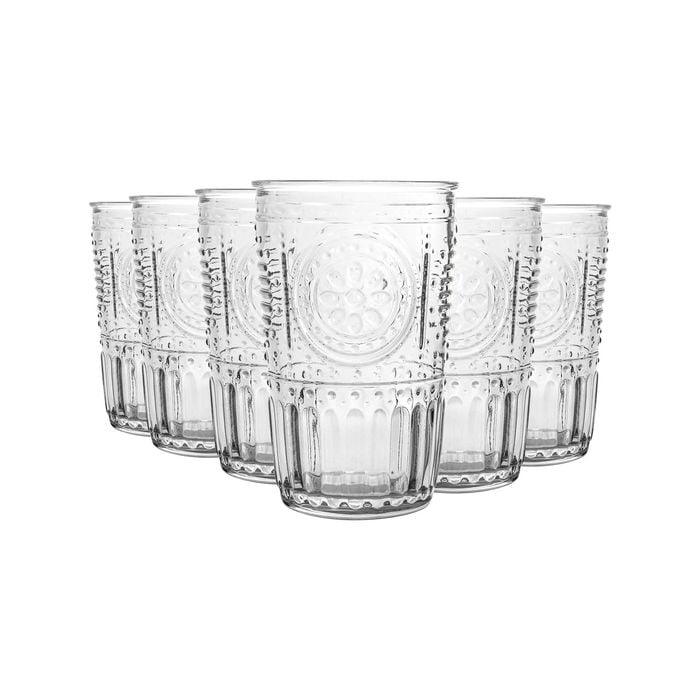 Bormioli Rocco Romantic Ridged Tumbler Glasses Set - 305ml - Pack Of 12
