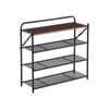 HOMFURN 4 Tier Shoe Rack Entryway No Assembly Foldable Metal Wood Top Storage