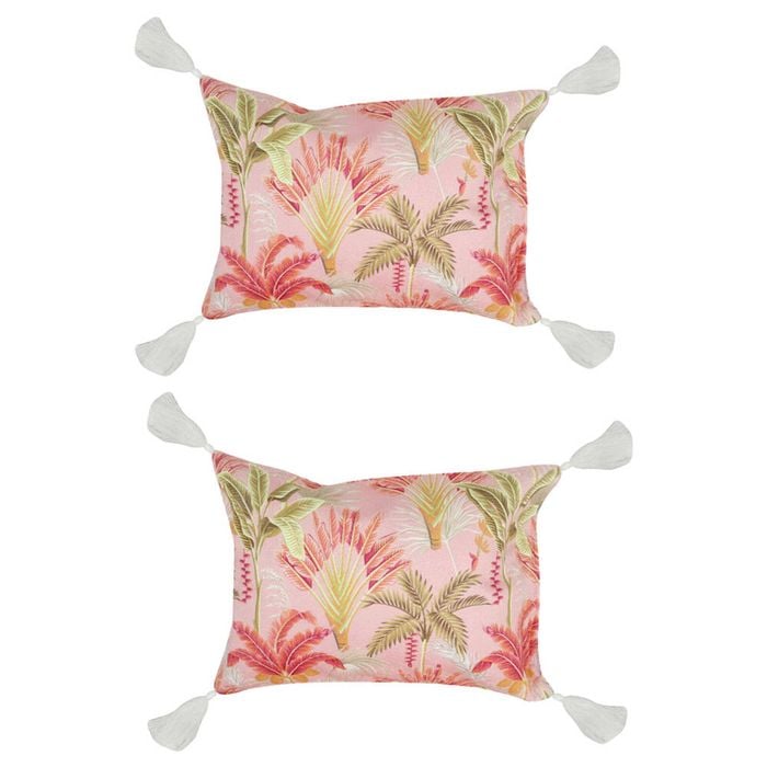 2PK Good Vibes Inflatable Beach Pillow With Tassels Tropicana 40x29x13cm