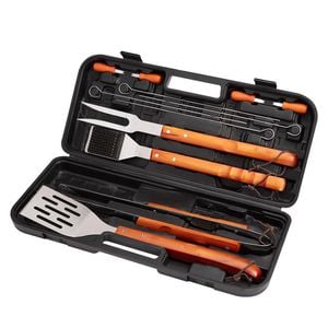 Catzon 13 Pcs Wooden Grill Tool Set with Case