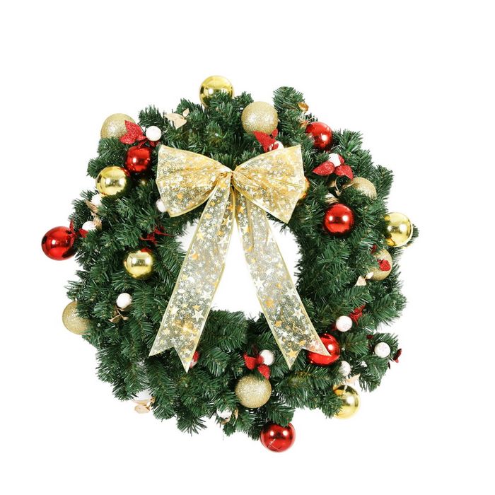 60CM Christmas Wreath Jingle Jollys LED Berries Bow Baubles