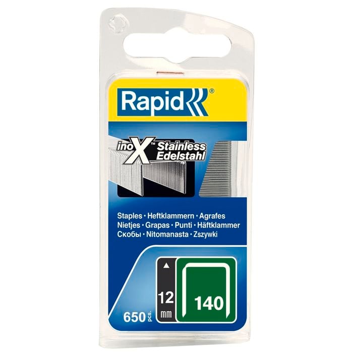 Rapid 12mm 140 Series Stainless Steel Staples - 650 Pack