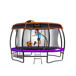 Kahuna Trampoline 16 Ft With Basketball Set And Roof Cover - Purple