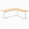 Desky L-shape Sit To Stand Bamboo Desk 1800x1750mm White Height Adjustable Leg
