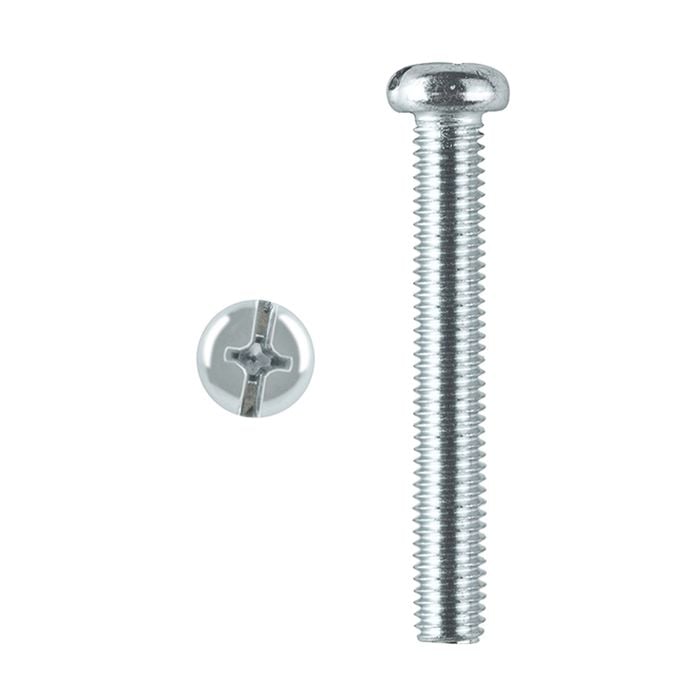 Pinnacle M4 x 80mm Zinc Plated Round Head Bolts And Nuts - 12 Pack