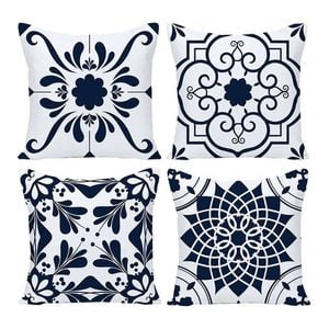Catzon 4 Pcs Modern Throw Pillow Covers Geometric Flower Pattern for Couch