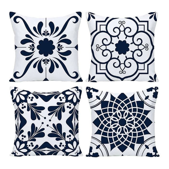 Catzon 4 Pcs Modern Throw Pillow Covers Geometric Flower Pattern for Couch