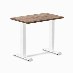 Desky Fixed Height Mini Natural Walnut Hardwood Desk 800 X 500mm White Frame