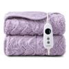 Dreamaker Felix 500gsm Faux Fur Washable Electric Heated Throw Blanket 200x180cm Lavender | Overheat Protection, 9 Heat Settings